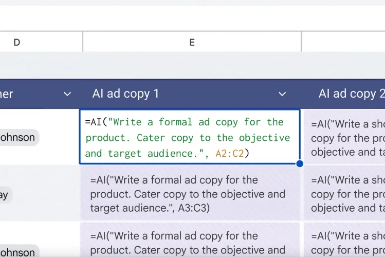 gemini ai tu dong dien o trong trong bang tinh google sheets 1