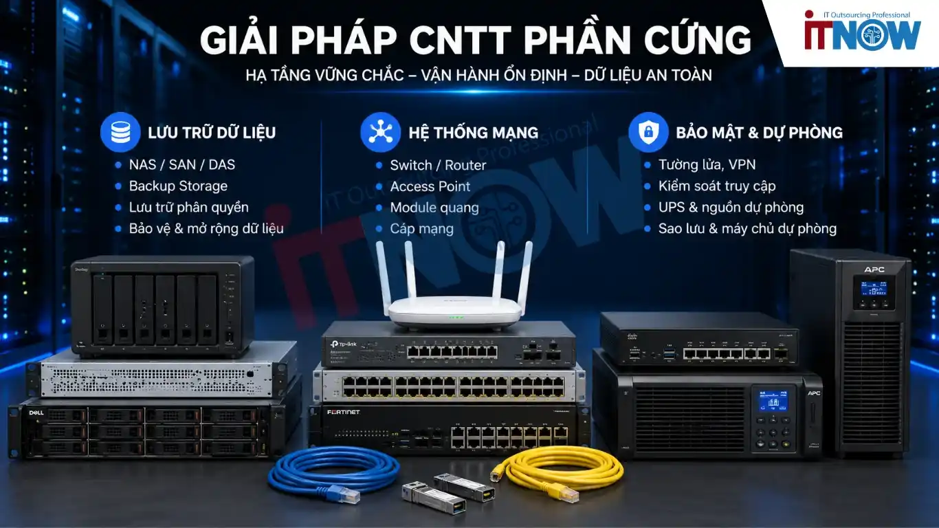 Giải Pháp CNTT Phần Cứng Bao Gồm Những Thiết Bị Hạ Tầng Nào? 3 Các thành phần hạ tầng quan trọng trong Giải Pháp CNTT Phần Cứng