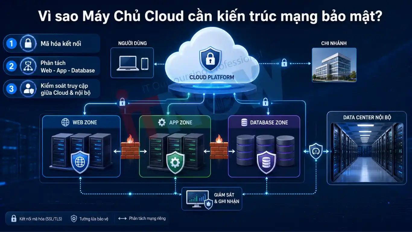 Networking Trên Máy Chủ Cloud: Mảnh Ghép Bắt Buộc Để Tối Ưu Bảo Mật 1 Vì sao Máy Chủ Cloud cần kiến trúc mạng bảo mật