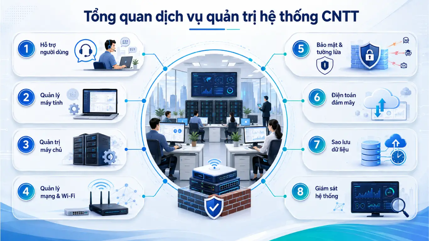 Dịch vụ quản trị hệ thống CNTT gồm những gì? 2 Hệ thống CNTT của một doanh nghiệp