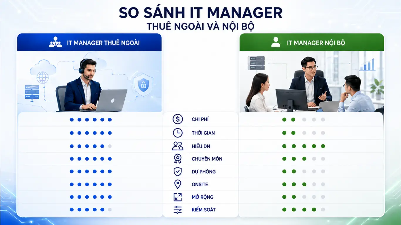 So sánh IT Manager thuê ngoài và IT Manager nội bộ 2 So sánh IT Manager thuê ngoài và IT Manager nội bộ