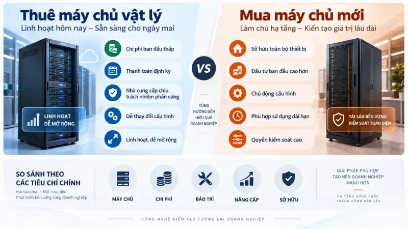 So sánh thuê máy chủ vật lý và mua máy chủ mới: Đâu là lựa chọn phù hợp? 2 So sánh thuê máy chủ vật lý và mua máy chủ mới