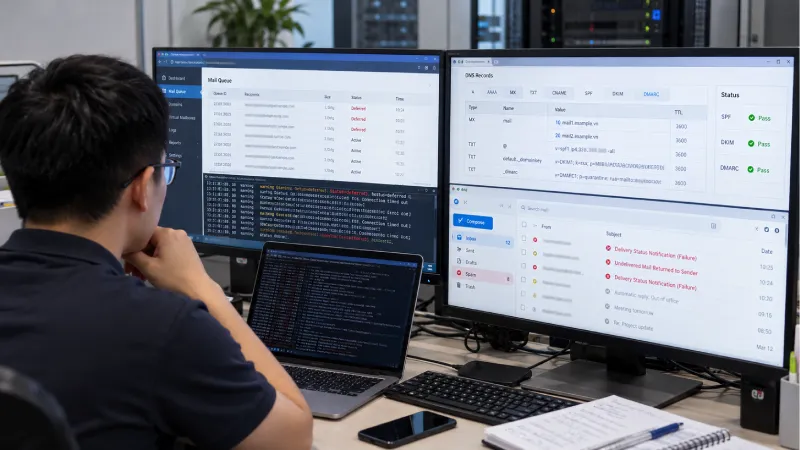 Kỹ sư IT xử lý lỗi gửi nhận email