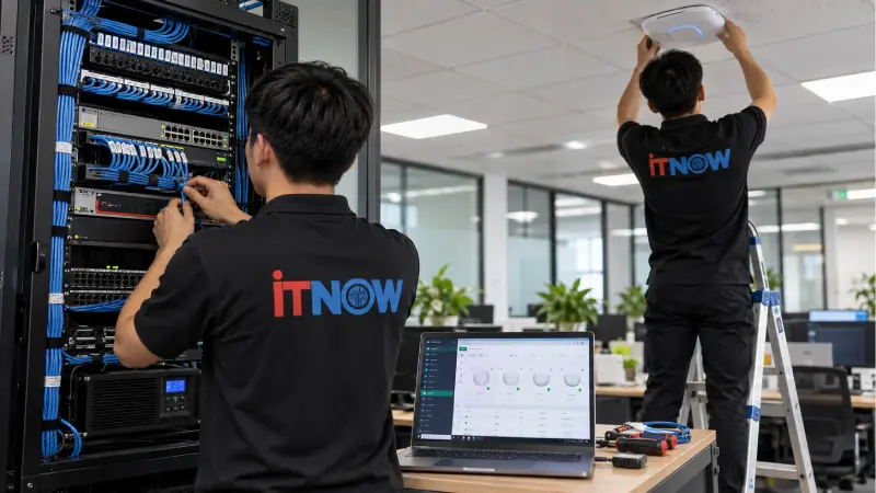 Thi công giải pháp Wifi cho doanh nghiệp gồm những hạng mục nào? 3 Lắp đặt Access Point và thiết bị quản trị Wifi - IT NOW